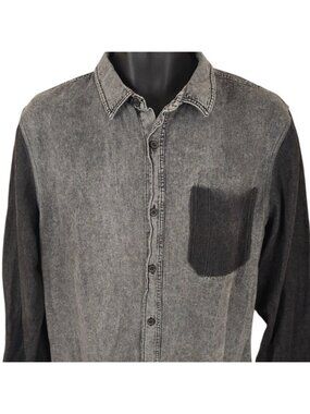 Modern Amusement Shirt Mens Size Large Gray Casual Colorblock Button Down
